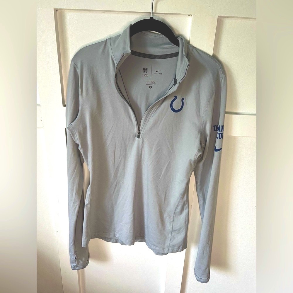 Women’s Small Nike Dri-fit NFL team apparel Colts grey LS quarter zip pull over